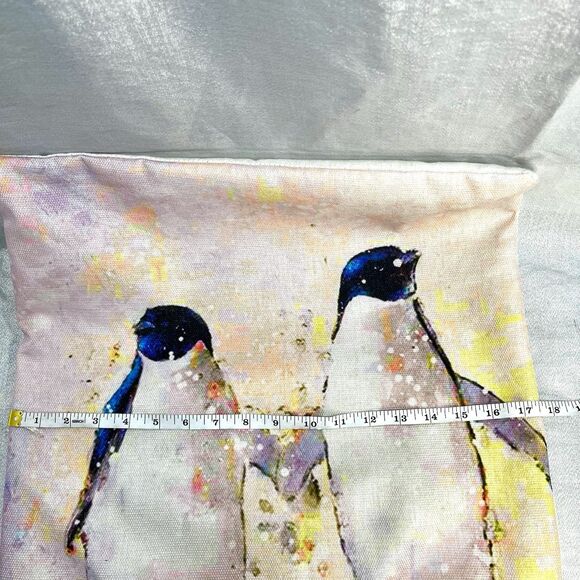 Penquins Watercolor Throw Pillow Cover Modern Square 17x17 - Picture 5 of 6
